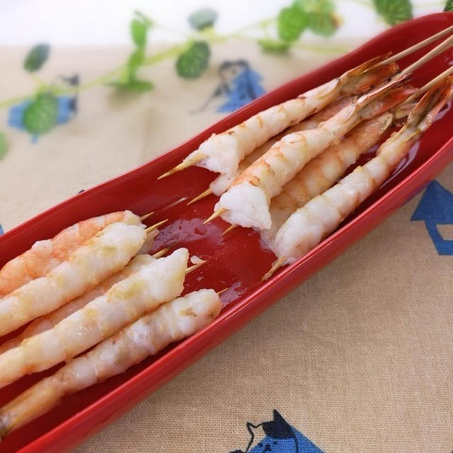 トースターで簡単に♪エビの味噌串焼き