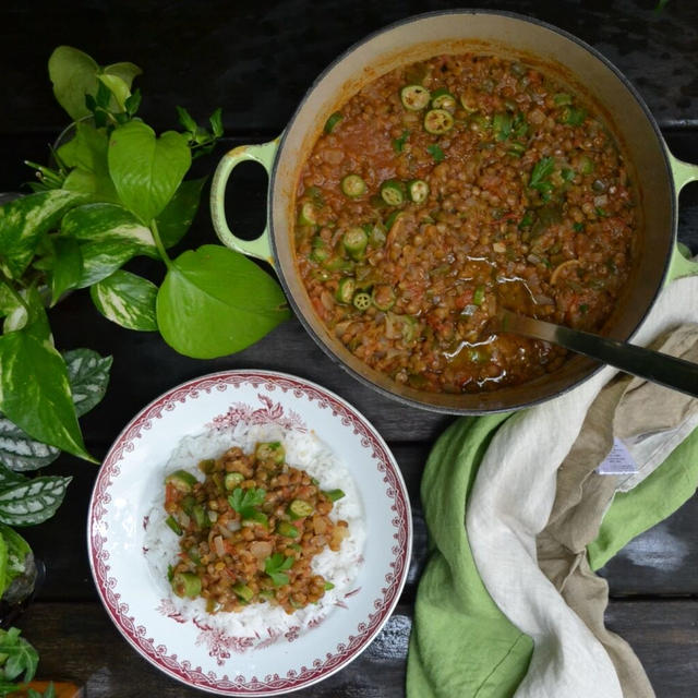 Okra and Lentil Stew オクラとレンズ豆のシチュー