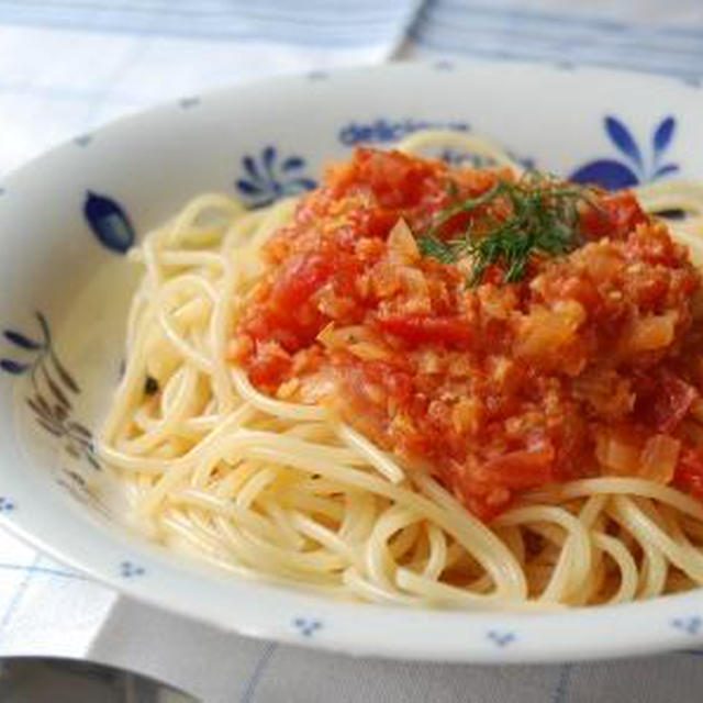 腹もち２倍！トマトとレンズマメのパスタ。