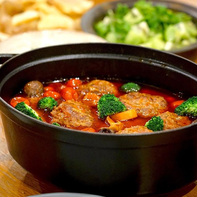 きのうの献立メモ。煮込みハンバーグ定食（2021.2.10）
