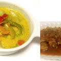 チキンココナッツカレー、逆ロールキャベツ、ブロッコリーのカニカマあんかけ