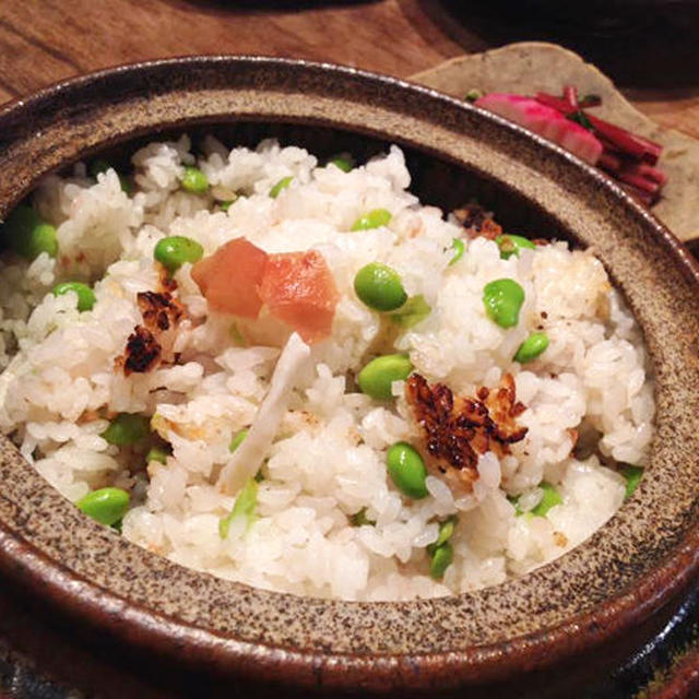 ◆茹でた枝豆が余ったら、彩りもきれいな枝豆と梅の炊き込みごはん