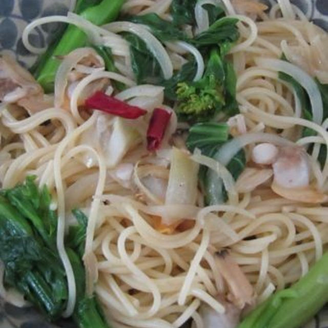 [レシピ][パスタ] アサリとなばなのパスタ