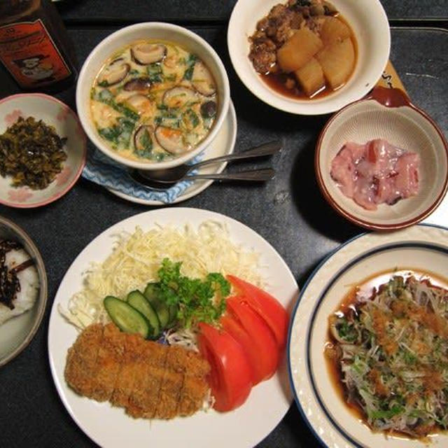 わが家の晩御飯 199（美味しい茶碗蒸しとカツオのたたき）