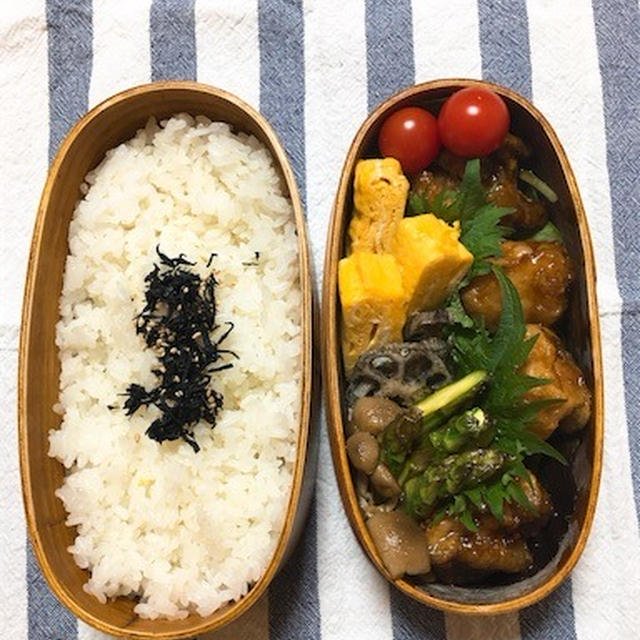 20180202鶏唐揚げの黒酢あん弁当＆週末、男子厨房に入る。