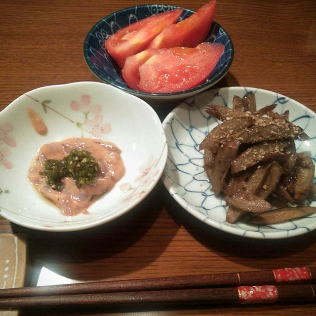 きんぴらごぼうをやわらかく♡葉に雲の中に☆