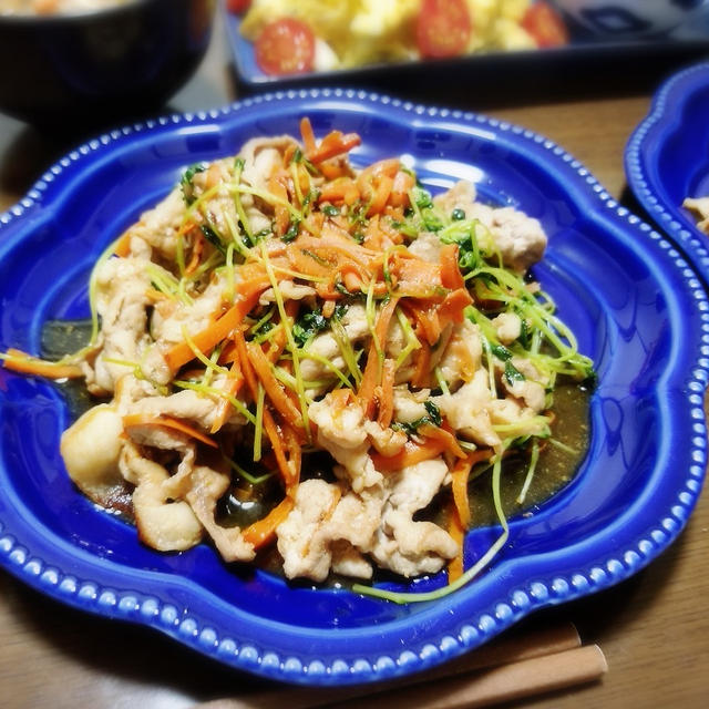 【家ごはん】 豆苗と豚肉の炒め物♪