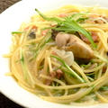 牡蠣と水菜のスープパスタ