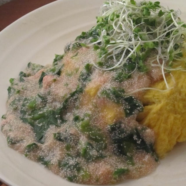 和オムライス・たらこと菜の花のあんかけ