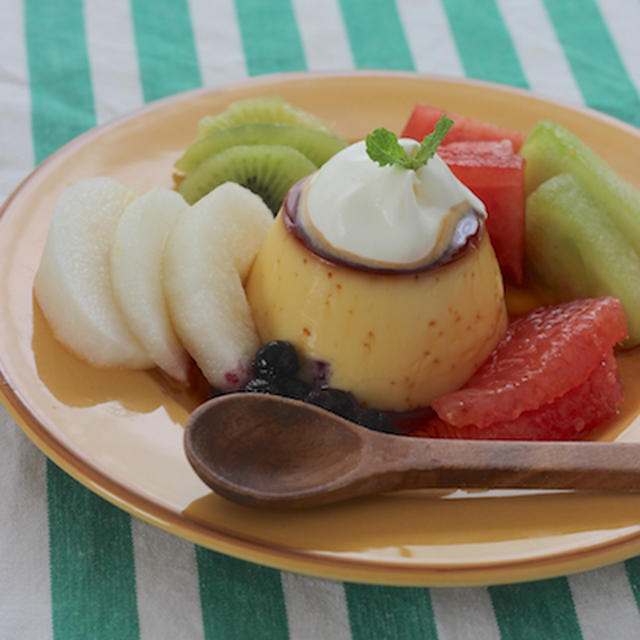 【　プリンアラモードが食べたくなったので作った　】