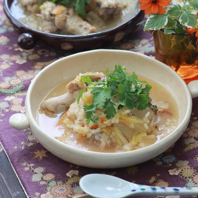 【レシピ】白菜漬けと手羽元の参鶏湯。と　日曜日のお散歩。