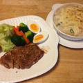 昨夜はサーモンとアスパラのグラタンなど～