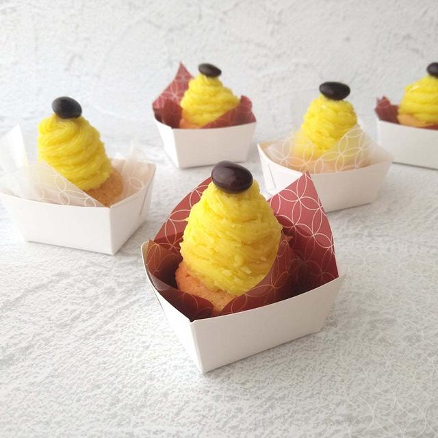 きんとんクリームのミニモンブランカップケーキ