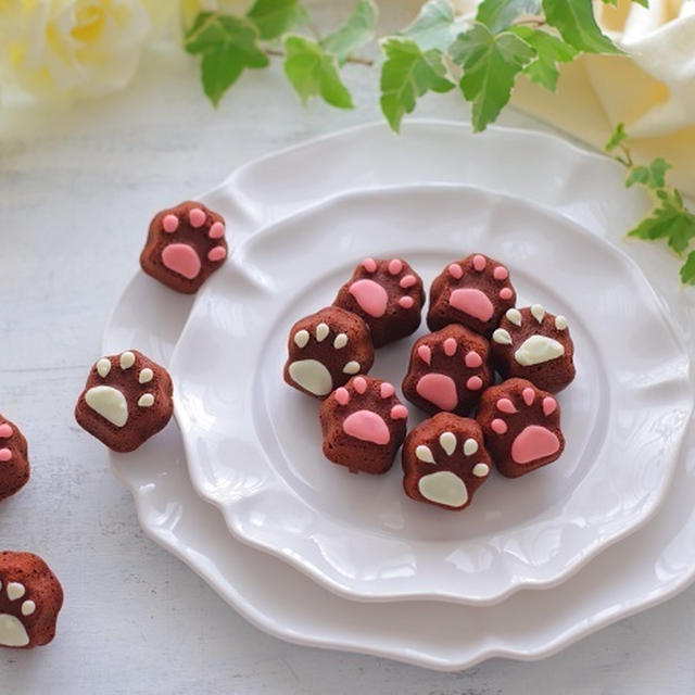 バレンタインにおすすめ肉球チョコマドレーヌ♪