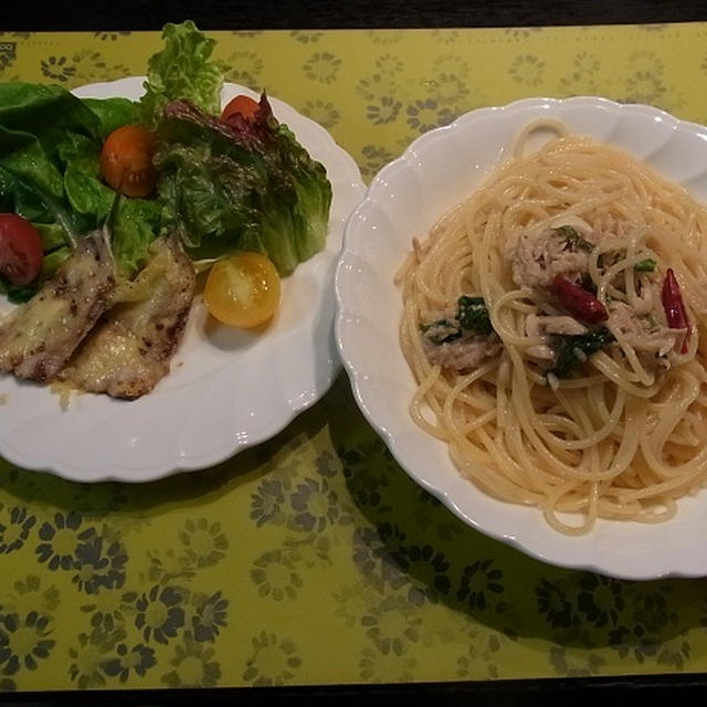 ２日分の晩ご飯と明太子としめじの和風パスタのレシピ