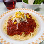 早ゆでパスタで簡単ランチ！ミートソースのえのきバターコーンのせ