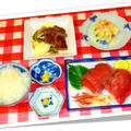 ２日目　１人晩ご飯　ステーキと刺身