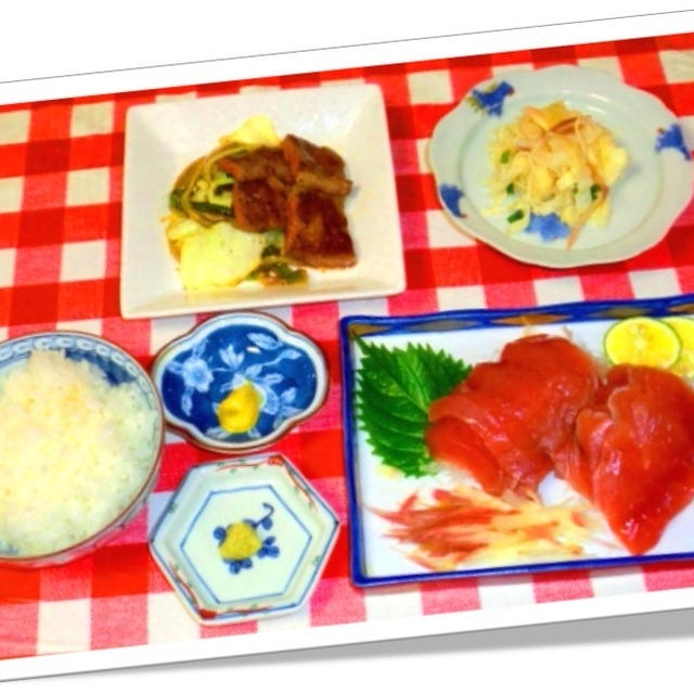 ２日目　１人晩ご飯　ステーキと刺身