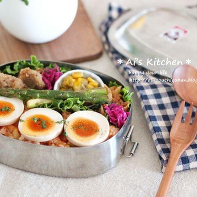 常備菜をうまく活用！＊包まないオムライス風のアイディア弁当＊