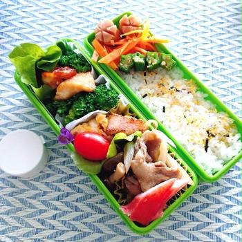 5/7鶏むね肉炒めと豚肉生姜焼きのお弁当
