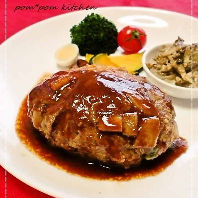 シャキシャキ☆蓮根とキムチのチーズinハンバーグ