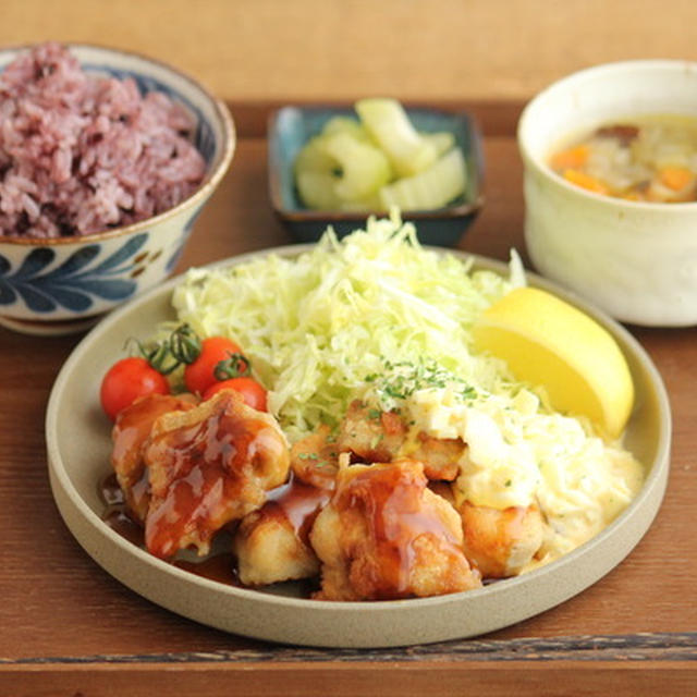揚げないチキン南蛮な日の献立