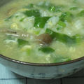 大根葉の雑炊と水餃子スープ