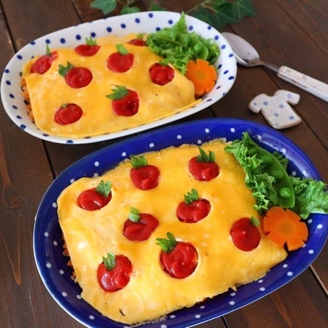 デコオムライス＊ケチャップでトマトちゃん