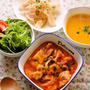 チキンのトマト煮込み / 大根とベーコンとのアンチョビ炒め