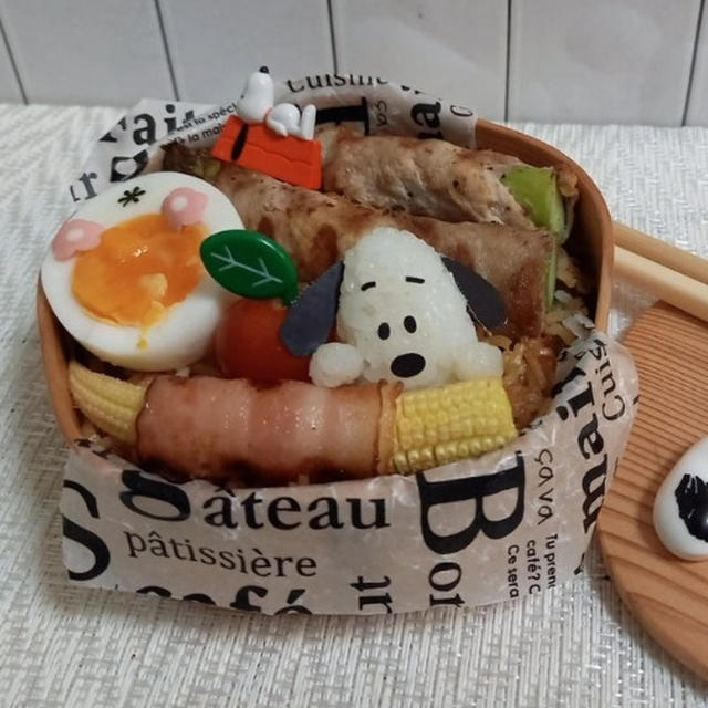 そば飯とアスパラ肉巻き弁当〖のっけ弁当〗  #平日お昼ご飯はお弁当or外食