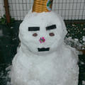 変な顔の雪だるま～♪