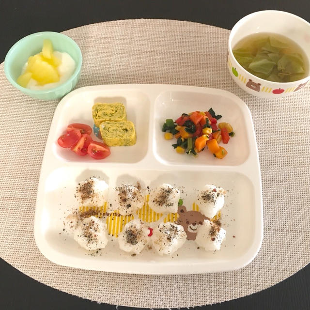 【幼児食】青海苔の卵焼きの朝ごはん&昼ごはんと1歳半検診