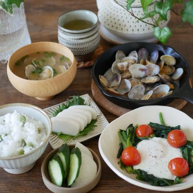 潮干狩りのアサリでお昼ごはん