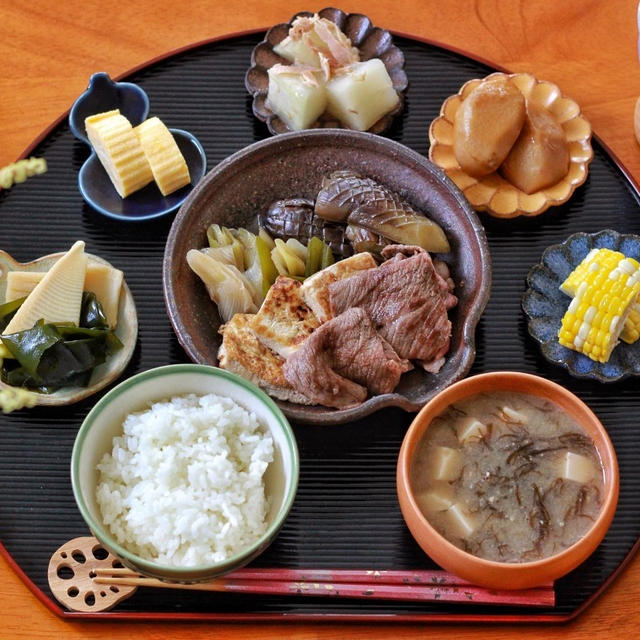 秋茄子と豆腐のすき煮でまごわやさしい献立