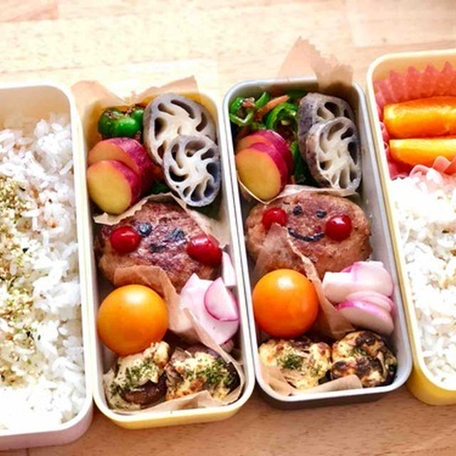 【  かわいいハンバーグ？なJKと夫のお弁当 】