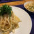 明太子パスタとキャベツとお揚げとちくわの和風サラダ