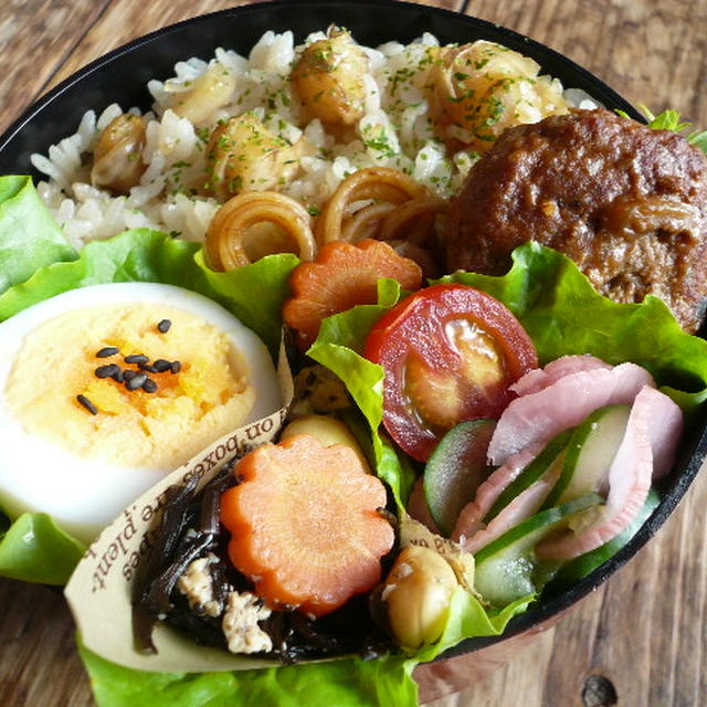 帆立の炊き込みごはん弁当♪