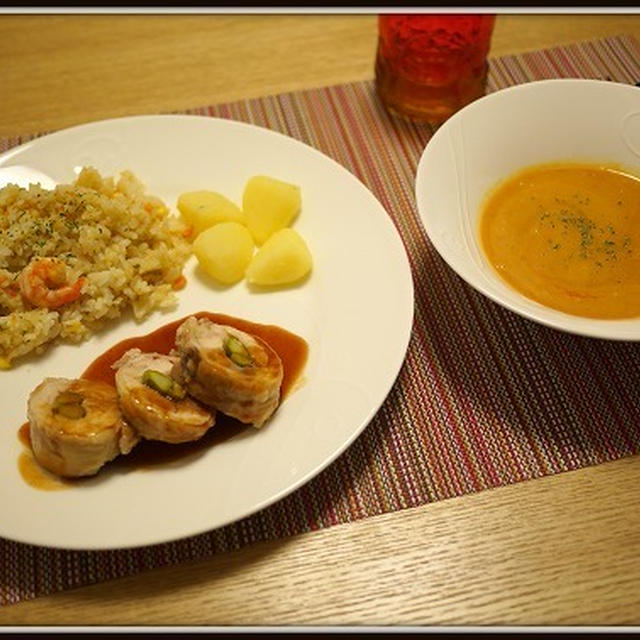 洋風鶏巻きとか家庭菜園とか。Western-style chicken roll and...