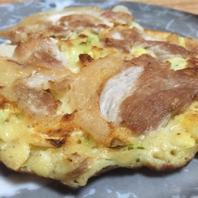 大豆粉のお好み焼き 大豆粉の配合を変えました&amp;糸寒天入りバージョン