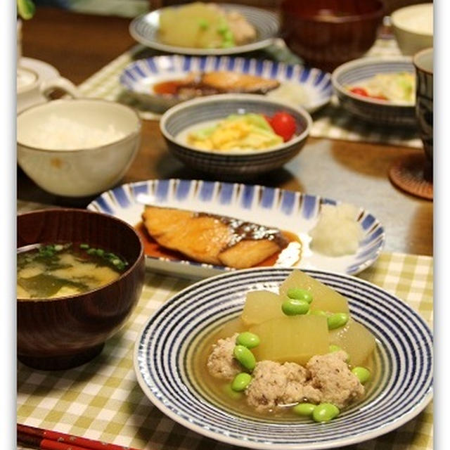 枝豆ごろごろ～とうがんとふわふわ肉だんごの煮物など*和食