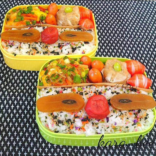 母とムスコのラブラブおソロ♪陳さんのチン焼売＆大好きな鉄砲漬け弁当