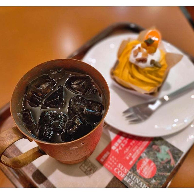 「上島珈琲店」ケーキセット840円♪期間限定☆かぼちゃモンブランとフェアトレード珈琲