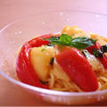 夏色パスタ！桃とトマトとバジルのパスタ