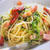 自家製セミドライトマトと豆苗のパスタ
