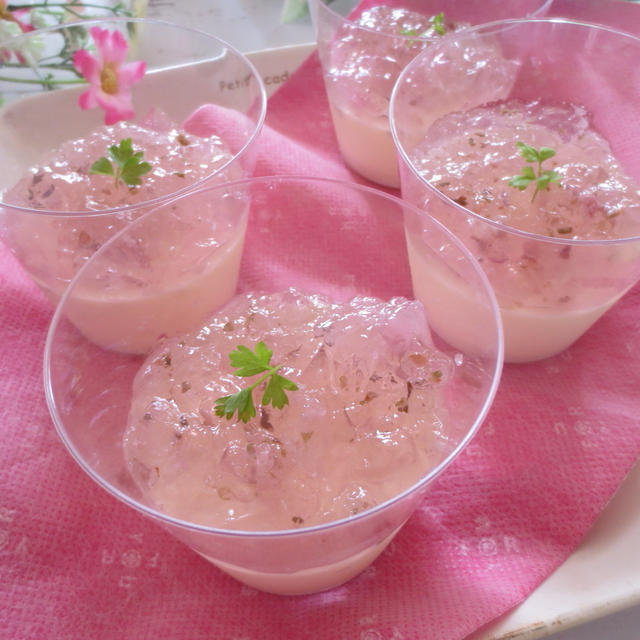 料理教室☆きまぐれランチ♪桜のゼリーパンナコッタ