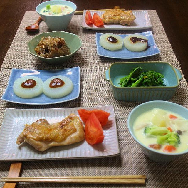 チキンソテーとやさしい味の野菜チャウダー