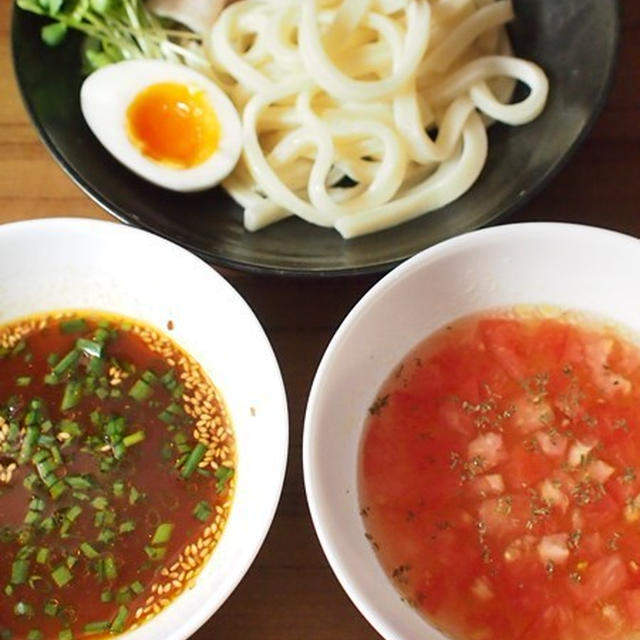 ★だし×オイル de コチュだれとトマトだれのつけうどん　作ってみしまたぁ♪