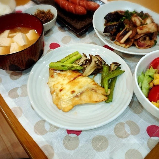 晩御飯！シイラの照り焼きチーズ♪