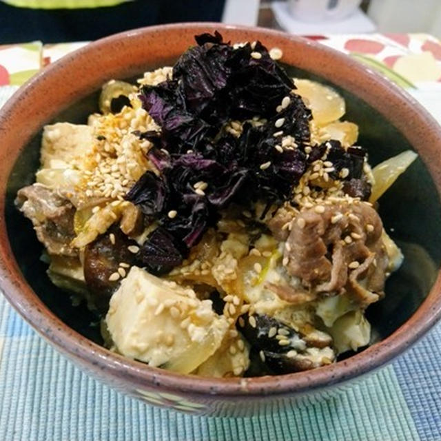 健康診断 ～ フルーのショット ～ 牛肉豆腐の卵とじ丼