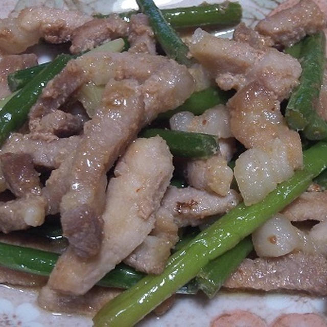 【おかず】豚肉とニンニクの芽の炒め物